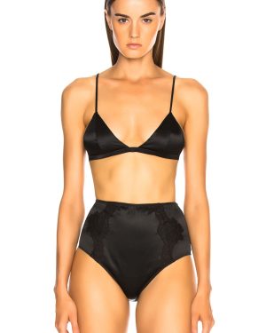 fleur du mal Luxe Bra in Black - Black. Size L (also in M, S, XS).