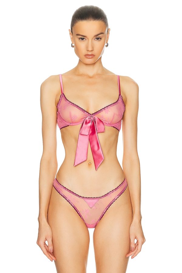 fleur du mal Untie Me Demi Bra in Pink Cadillac - Pink. Size 32C (also in 32D).