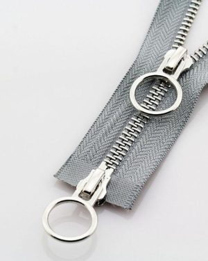 (gray, 90cm) 1pc Garment Accessories Jacket Double Slider Metal Zipper Long Zip Open Ended Circle Sliders