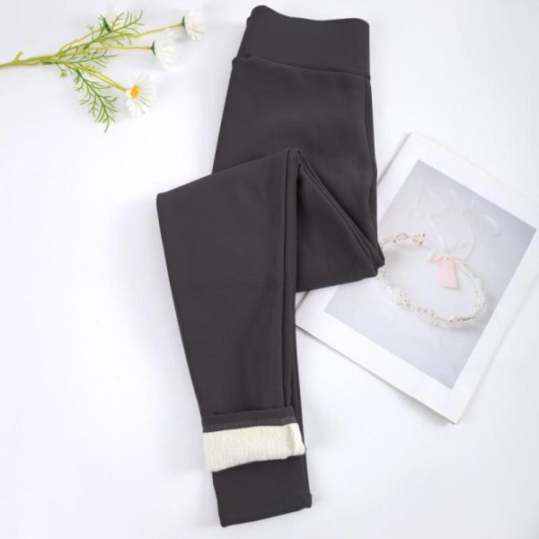 (gray, S) Women Winter Warm Leggings Thick Velvet Tights High Waist Hip Liftting Lamb Wool Pants Elastic Trousers