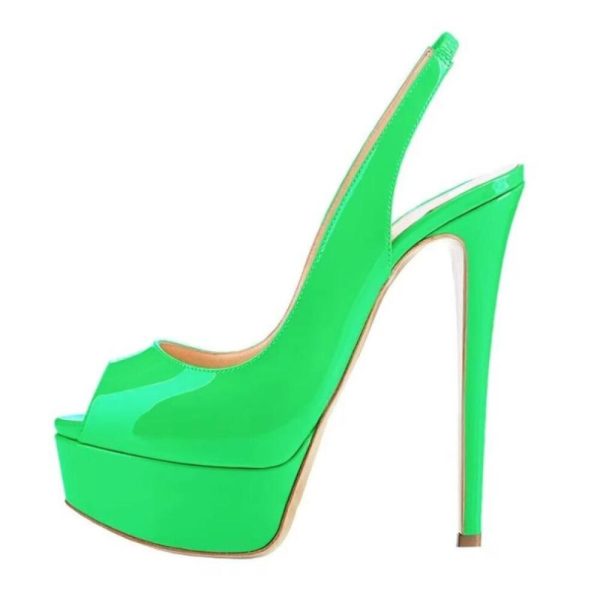 (green, 36) New Women's Pumps Stilettos 14CM Platform Super High Heels Sexy Open Toe Sandals Gladiator Party Dress Women Shoes Large Size 44