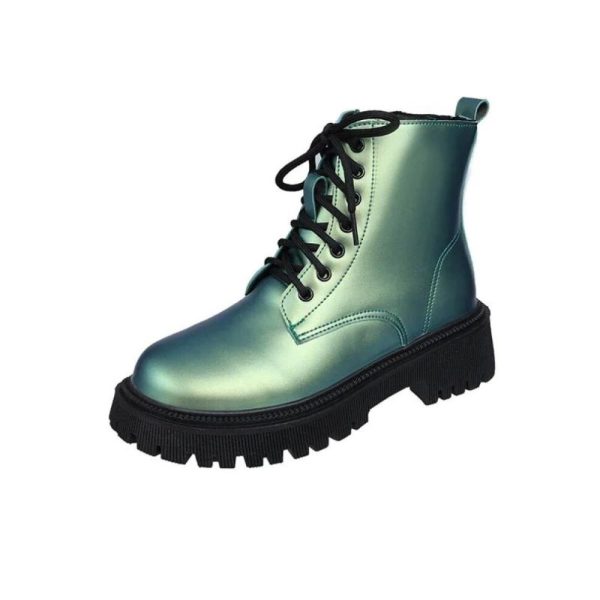 (green, 38) PU Mid-Calf Fashion Boots 2024 Hot Sale Square Heel Ladies Shoes Winter Lace-up Round Toe Mid Heel Solid Novelty Women's Boots