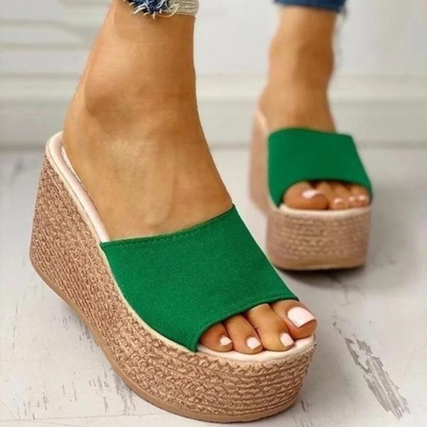 (green, 40) Fashion 2021 New Summer Women's Sandals Peep-Toe Shoes Woman High-Heeled Platfroms Casual Wedges For Women High Heels Shoes