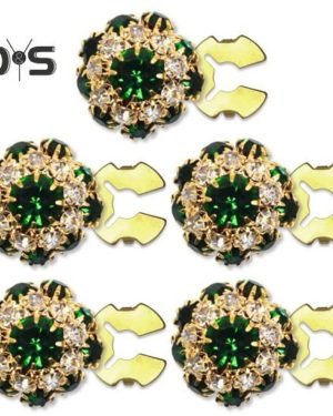 (green, 5pcs) 5/10 Pcs Rhinestone Button Covers Flower Sleeve Button Covers No Sew Instant Button Clip Button Embellishments For Dress Suit Tux Shirt