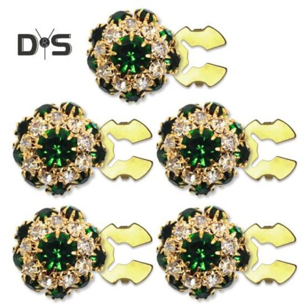 (green, 5pcs) 5/10 Pcs Rhinestone Button Covers Flower Sleeve Button Covers No Sew Instant Button Clip Button Embellishments For Dress Suit Tux Shirt