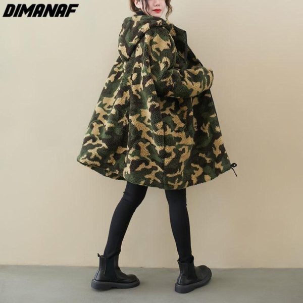 (green, XXL) Dimanaf Women Coats New Plus Size Winter New Cashmere Jacket Coats Christmas Pattern Print Parka Design Warm Flocking Outerwear Oversize