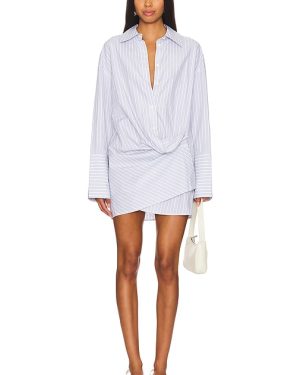 h:ours Faye Shirt Dress in Neutral. Size XS, XXS.