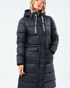 hype black longline parka women's jacket