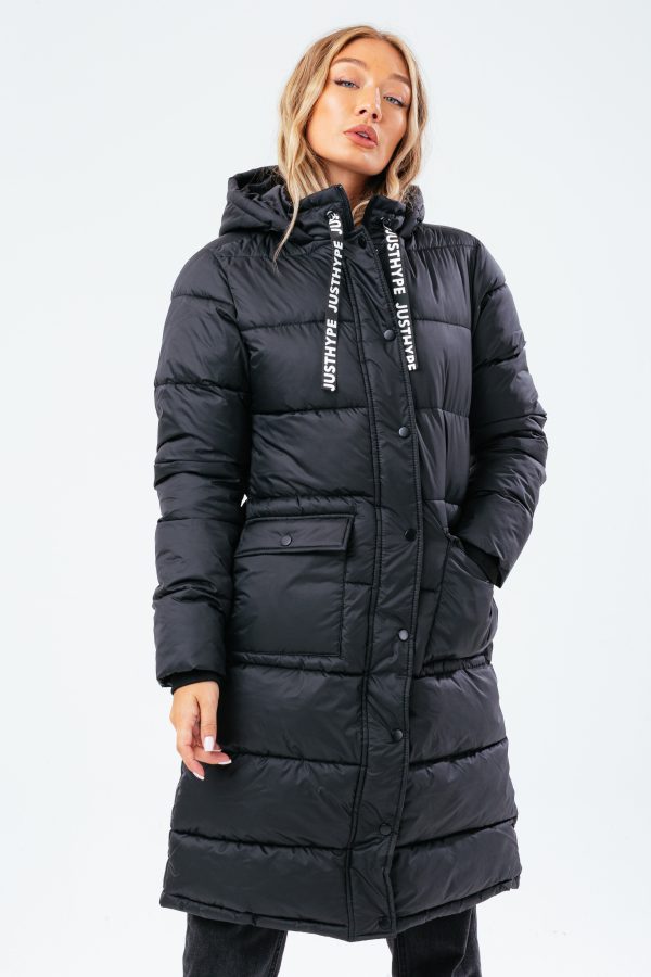 hype black longline parka women's jacket