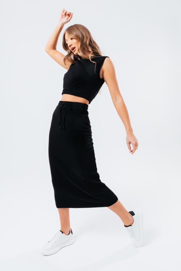 hype black sweat midi skirt women's loungewear set