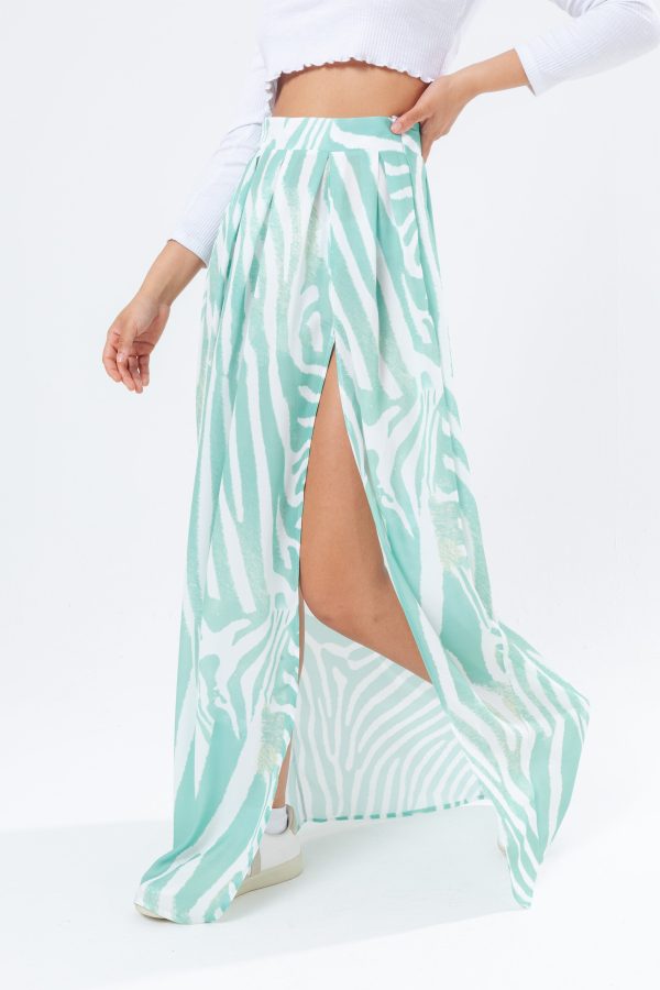 hype mint zebra women's midi skirt