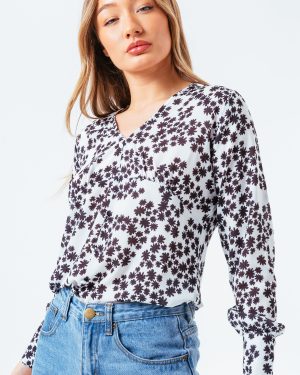hype white daisy women's blouse