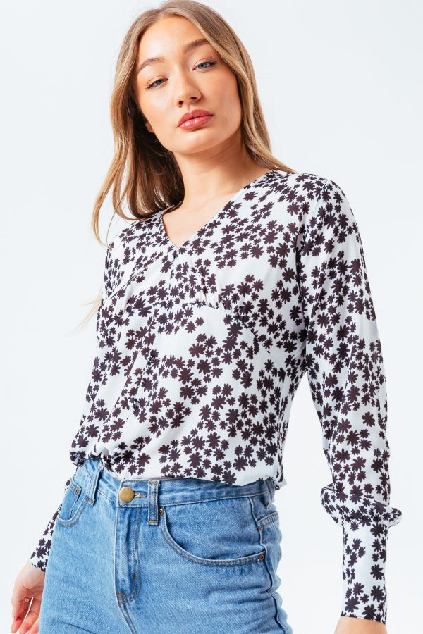 hype white daisy women's blouse