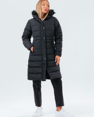 hype womens black padded longline jacket