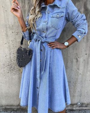 (light blue, XS) Fashion Dress Women's A-line Short Skirt Denim Skirt Single Breasted High Waist Skirts Women Midi Dress Streetwear