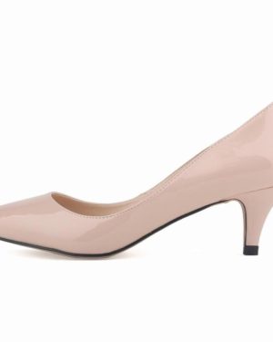 (nude, 40) Classic Sexy Pointed Low Med Kitten Heels Women Pumps Shoes Spring Brand Design Wedding Dress