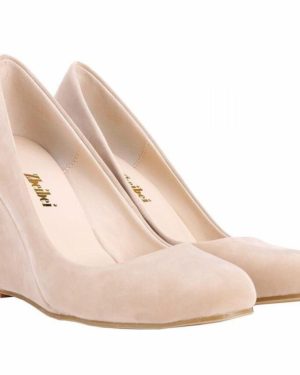 (nude, 40) Women Elegant Pumps Velvet Leather Wedges Platform High Heels Court Wedding Casual Shoes Shoe