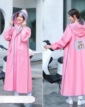 (pink, L) Women's Outdoor Walking Single Raincoat Scooter Motorcycle Battery Car Plus Long Body Rain Poncho