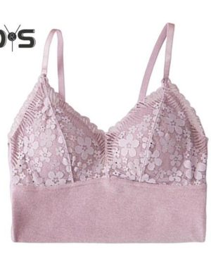 (purple, XL) Women's Thermal Vest 2-in-1 Autumn Winter Seamless Lace Bra Vest With Adjustable Straps Machine Washable Bottoming Vest Underwear For Hom