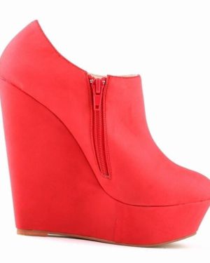 (red, 36) Winter High Heels Suede Shoes Ankle Boots Wedges Women Platform Elegent High Heels Shoes Us Size Wedge Shoe