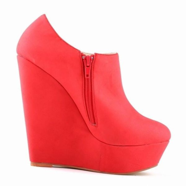 (red, 36) Winter High Heels Suede Shoes Ankle Boots Wedges Women Platform Elegent High Heels Shoes Us Size Wedge Shoe