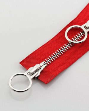 (red, 70cm) 5# 70/90cm Double Circle Sliders Metal Open Tail Auto Lock Zipper For Long Down Jacket Coat DIY Sewing Handcraft Accessories