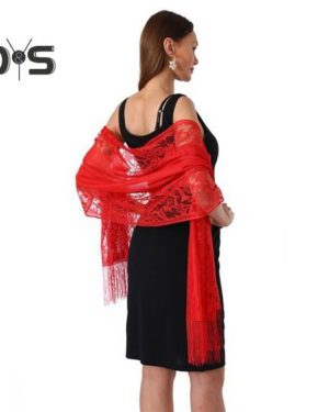 (red) Lace Shawl Solid Color Shawl With Tassel Women Thin Scarf Skirt Wrap Shawl For Evening Party Banquets And Events