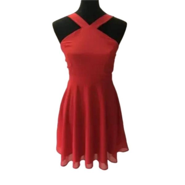 (red, XXXL) Women Sleeveless Backless Sexy Club Mini Dress 2024 Summer Party Strappy Back Zipper Solid Shift Halter Short Dresses