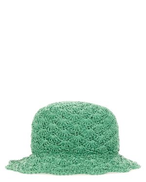 red (v) raffia bucket hat