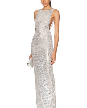 retrofete Asha Sequin Dress in White & Silver - Metallic Silver. Size L (also in ).