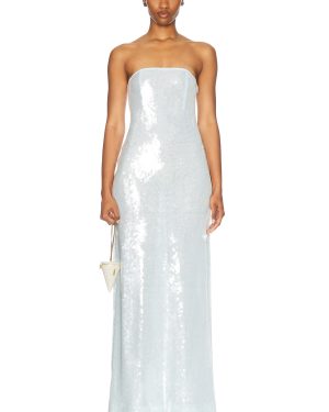 retrofete Beth Sequin Dress in Dove - Baby Blue. Size L (also in M, S, XS).
