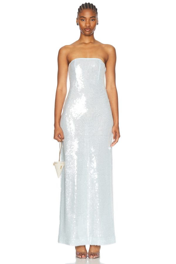 retrofete Beth Sequin Dress in Dove - Baby Blue. Size L (also in M, S, XS).