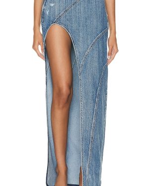 retrofete Mecha Skirt in Sea - Denim-Medium. Size 26 (also in ).