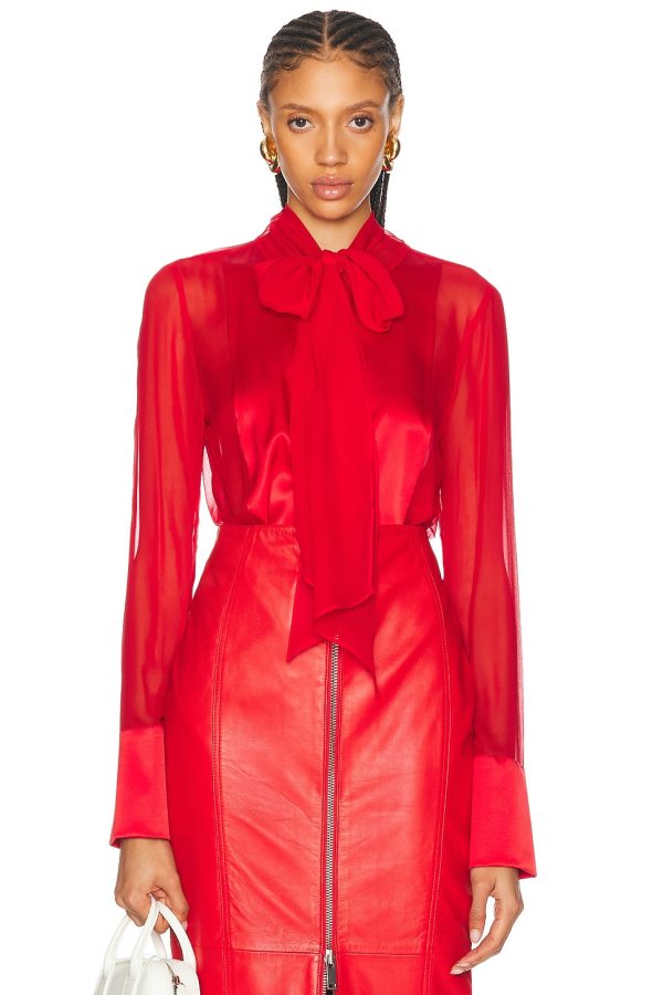 retrofete Suri Silk Blouse in Red - Red. Size XL (also in ).