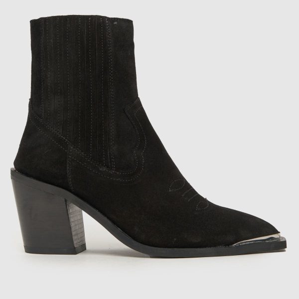 schuh Anand Suede Western Boots in Black