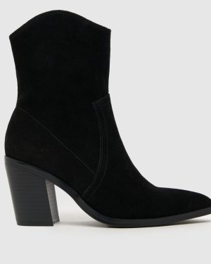 schuh Angelo Suede Western Boots in Black
