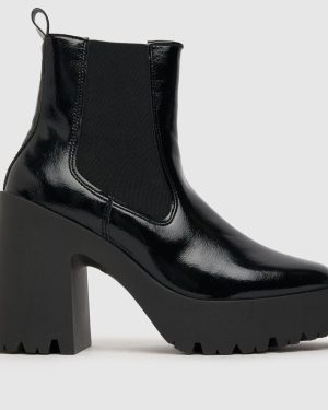 schuh Anna Patent Platform Chelsea Boots in Black