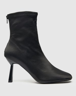 schuh Beatrix Satin Sock Boots in Black