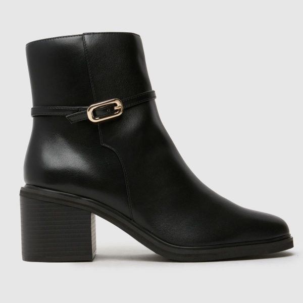 schuh Briley Heeled Buckle Boots in Black