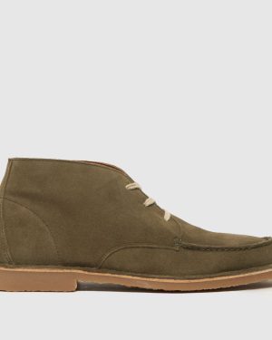 schuh Dexter Suede Apron Boots in Khaki