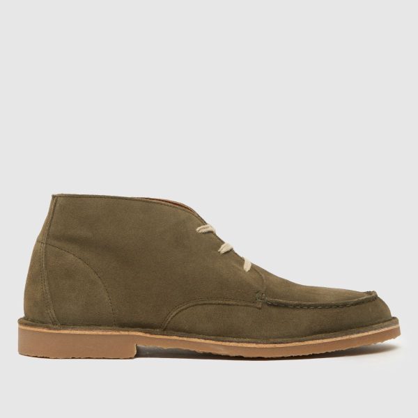 schuh Dexter Suede Apron Boots in Khaki