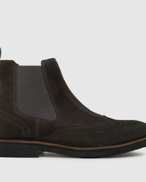 schuh Doyle Suede Brogue Boots in Grey