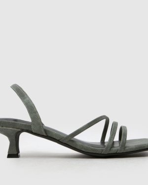 schuh Steele Strappy Kitten High Heels in Green