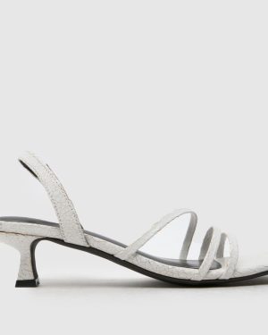 schuh Steele Strappy Kitten High Heels in White