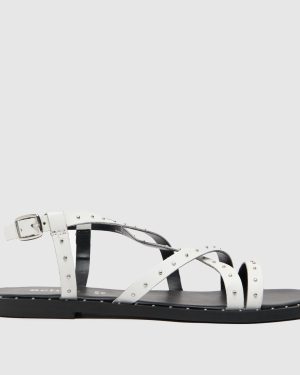 schuh Tadlow Studdded Flat Sandals in White