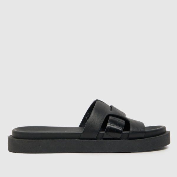 schuh Timmy Croc Footbed Sandals in Black