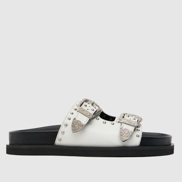 schuh Treasure Leather Studded Sandals in White