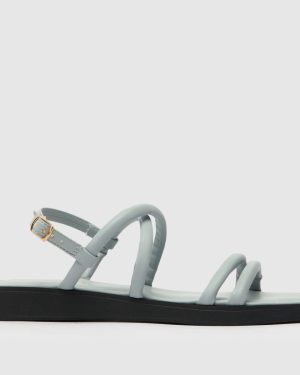 schuh Tulsi Strippy Flat Sandals in Blue