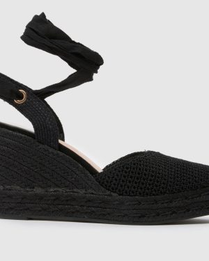 schuh Velma Tie Wedge Espadrille Sandals in Black