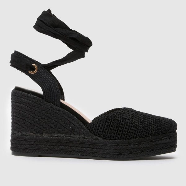 schuh Velma Tie Wedge Espadrille Sandals in Black